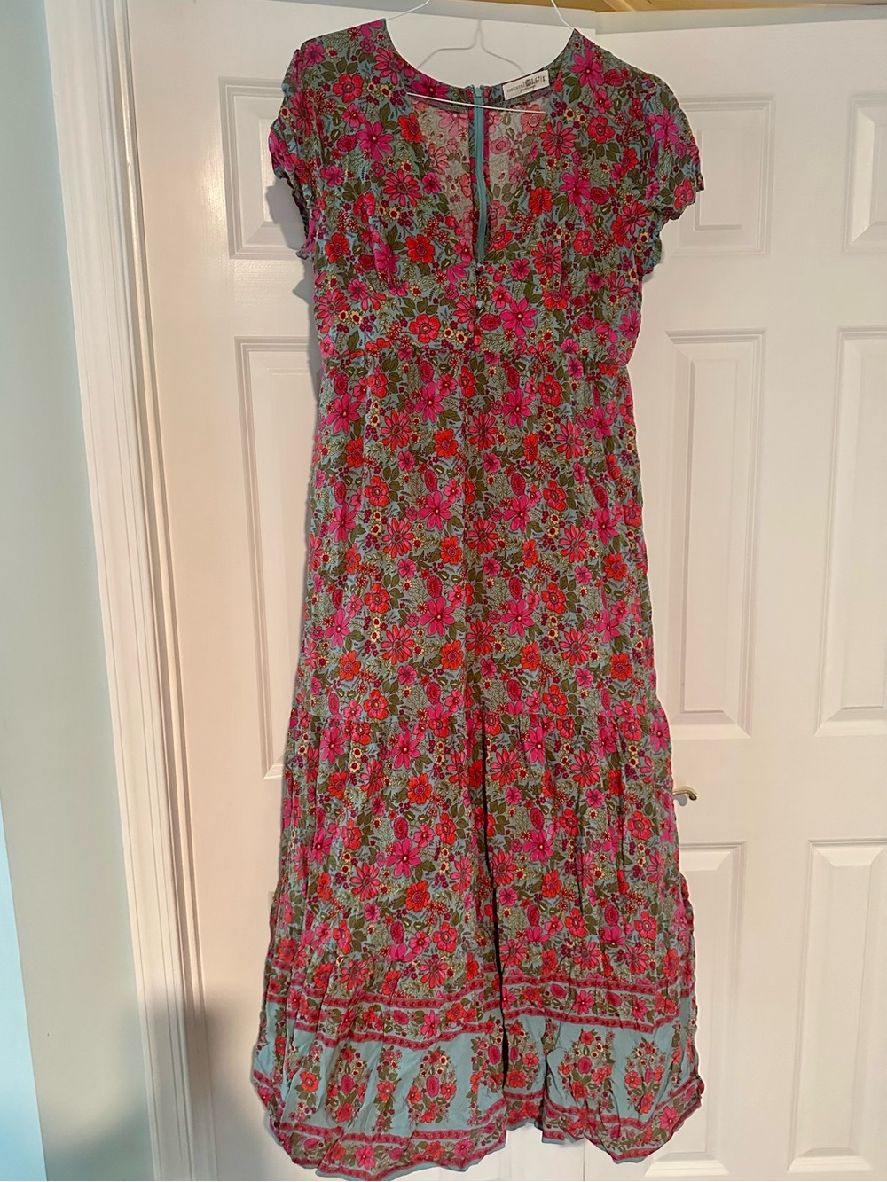 NATURAL LIFE Pink Floral Maxi Dress on Light Blue